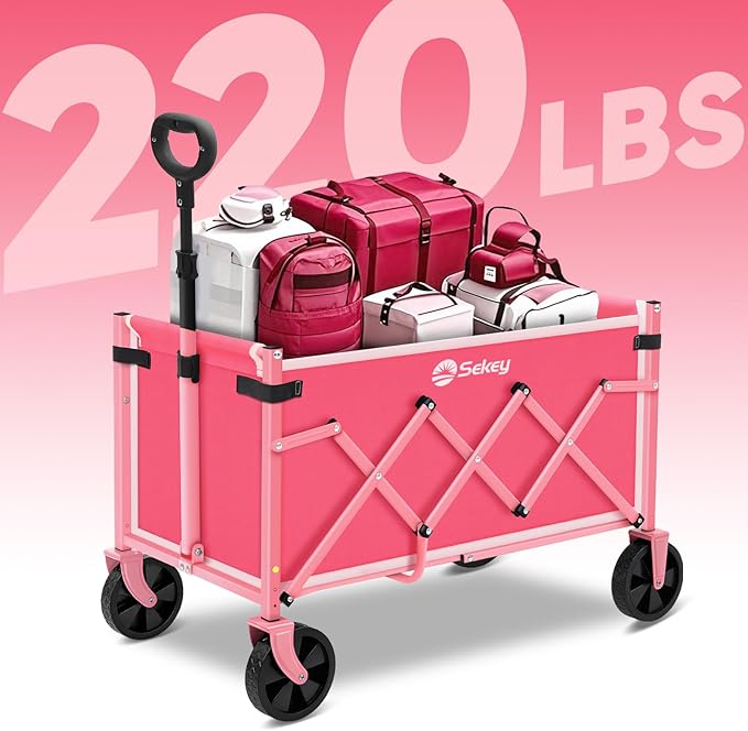 Sekey Wagon Cart with Wheels with 220LBS Capacity, Heavy Duty Wagon Carts - Image 3