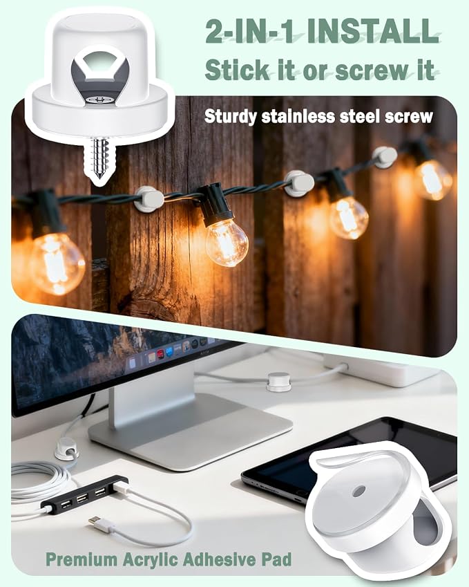 Rotatable Cord Holder, Snap-Lock Cable Clips, 8 Pack Adhesive Cord Organizer - Image 5