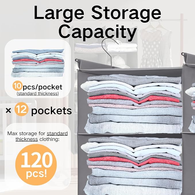 Dual-Row Hanging Closet Organizer – Foldable Clothes Storage Shelves - Image 7
