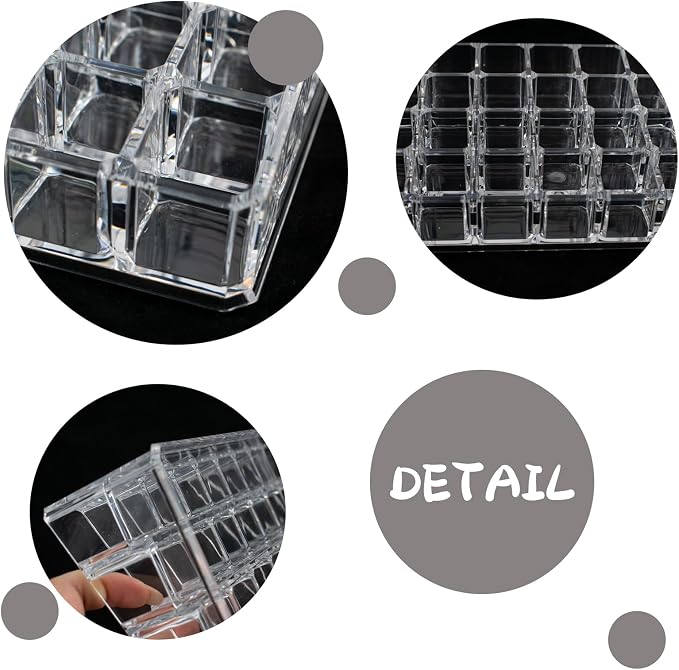 36 Slots Acrylic Lipstick Organizer, Thickened Multi-Grid Clear Lip Gloss - Image 3