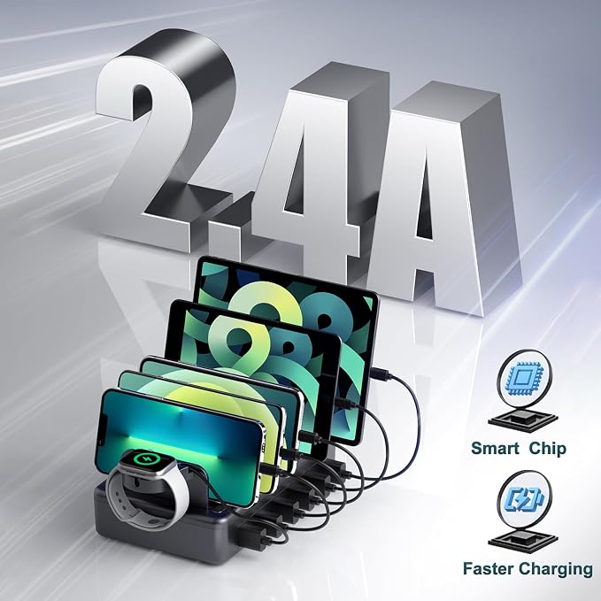 Charging Station for Multiple Devices, 6 in 1 Charger Station Multiple Charging - Image 3
