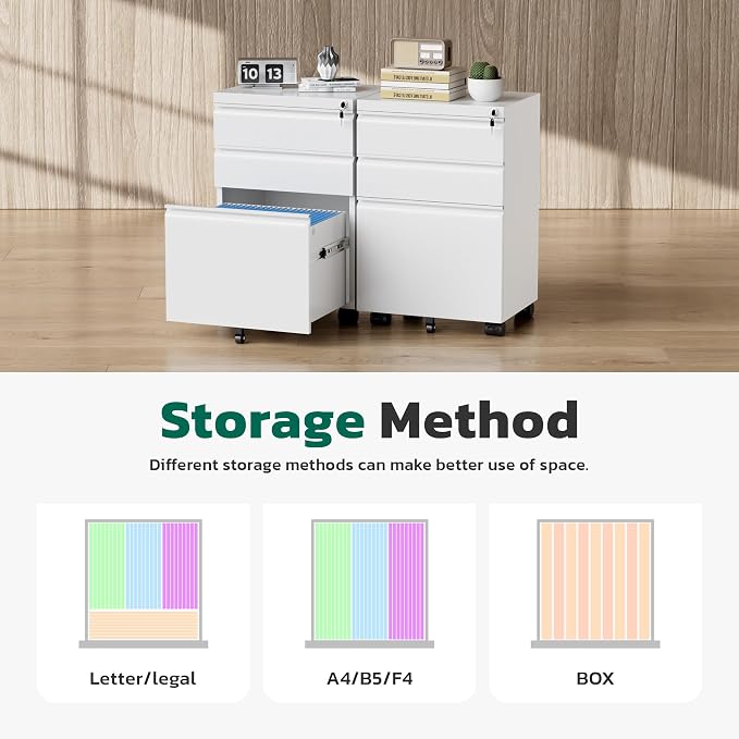 Greenvelly 3 Drawer Mobile File Cabinet - Image 6