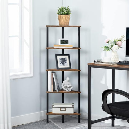 HOOBRO Corner Shelf Stand, Industrial 5-Tier Corner Bookshelf - Image 6