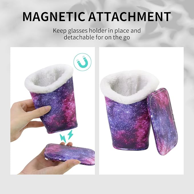 Plush Lined Eyeglasses Holder, Cute Magnetic PU Leather Glasses Stand Case - Image 6
