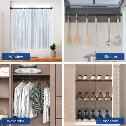 Black Tension rod 16 to 26 Inch Spring Curtain Rods No Drilling Small Rods - Image 5