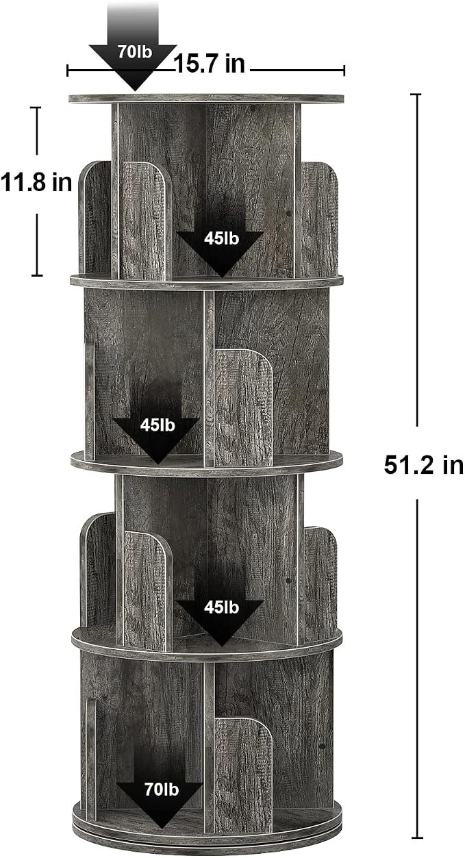 Aheaplus Rotating Bookshelf, 360 Display Corner Bookshelf - Image 3