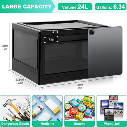 Large Medicine Lock Box with Dual 3-Digit Combination Locks, 24L Lockable - Image 2