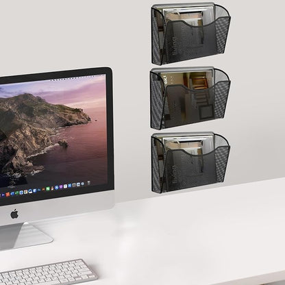 3 Pack Wall File Organizer, Mesh Hanging Metal Vertical Wall Mounted File Holder - Image 4