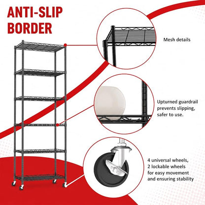 REGILLER 6 Wire Shelving Steel Storage Rack Adjustable Unit Shelves - Image 3