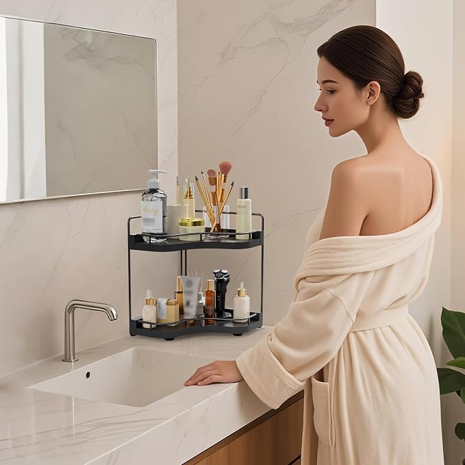 2-Tier Corner Bathroom Counter Organizer - Image 7
