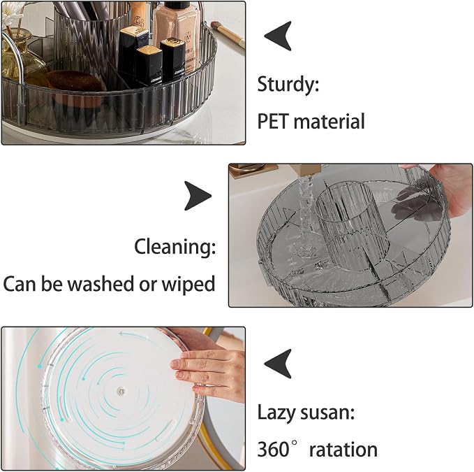 Rotating Makeup Organizer for Vanity, High-Capacity Skincare Clear Make Up - Image 5