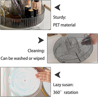 Rotating Makeup Organizer for Vanity, High-Capacity Skincare Clear Make Up - Image 5
