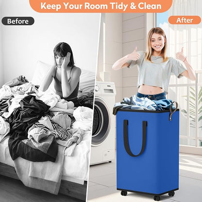 SpaceTrove Laundry Basket with Wheels, Collapsible Laundry Baskets, Laundry - Image 4