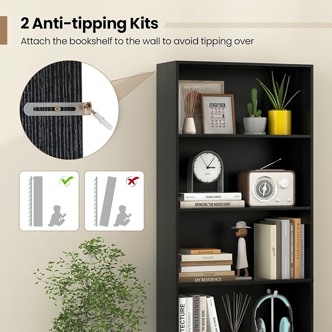 Giantex 6-Tier Bookcases Set of 2, Freestanding Storage Organizer w/Open Shelves - Image 7