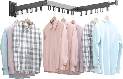 Clothes Drying Rack, Wall Mounted Space-Saver, Retractable, Collapsible by BOQORAD