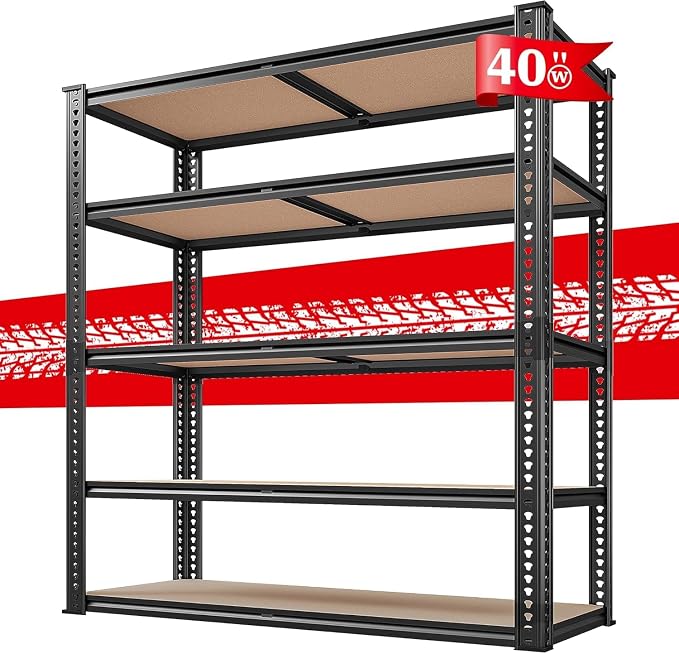 REIBII 40" W Garage Shelving 2500LBS Storage Shelves 72" H Metal Shelving 5 - Image 7