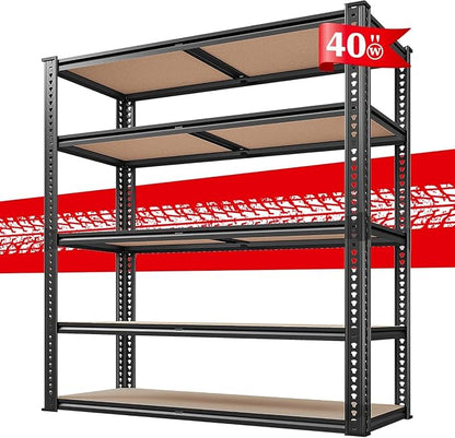 REIBII 40" W Garage Shelving 2500LBS Storage Shelves 72" H Metal Shelving 5 - Image 7
