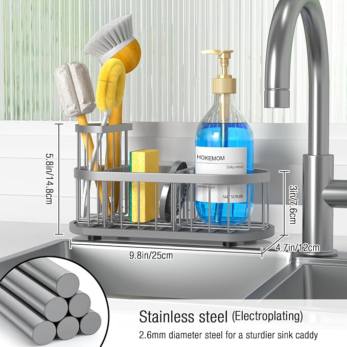 Kitchen Sink Organizer with Sponge Holder & Brush Holder - Image 7