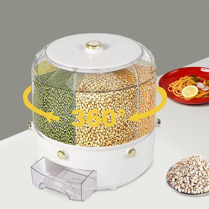 Cereal Dispenser Countertop 360° Rotating Grain Storage Container 13.2 Lbs Rice - Image 2