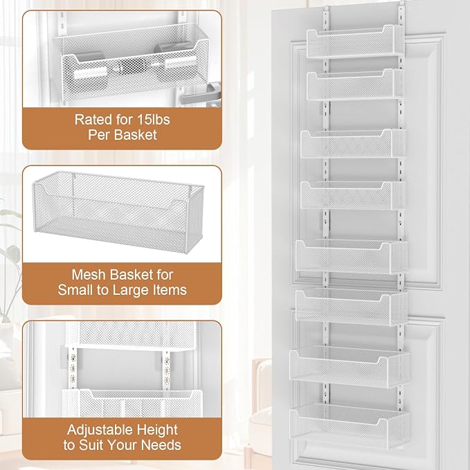 VyGrow Over The Door Organizer, 8-tier Metal Door Organizer Hanging - Image 5