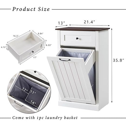 Tilt Out Trash Can Cabinet, 10 Gallon Farmhouse Laundry Hamper Cabinet - Image 2