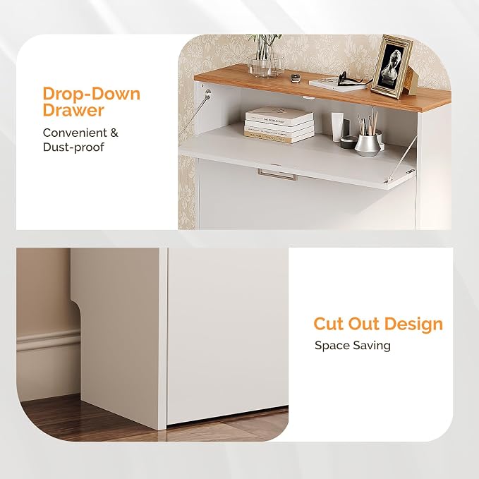 VINGLI Set of 2 Shoe Cabinet for Entryway, Modern White Shoes Rack - Image 6