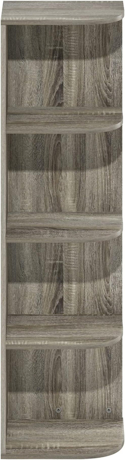 Furinno Pasir 4-Tier Corner Open Shelf Bookcase, French Oak - Image 6