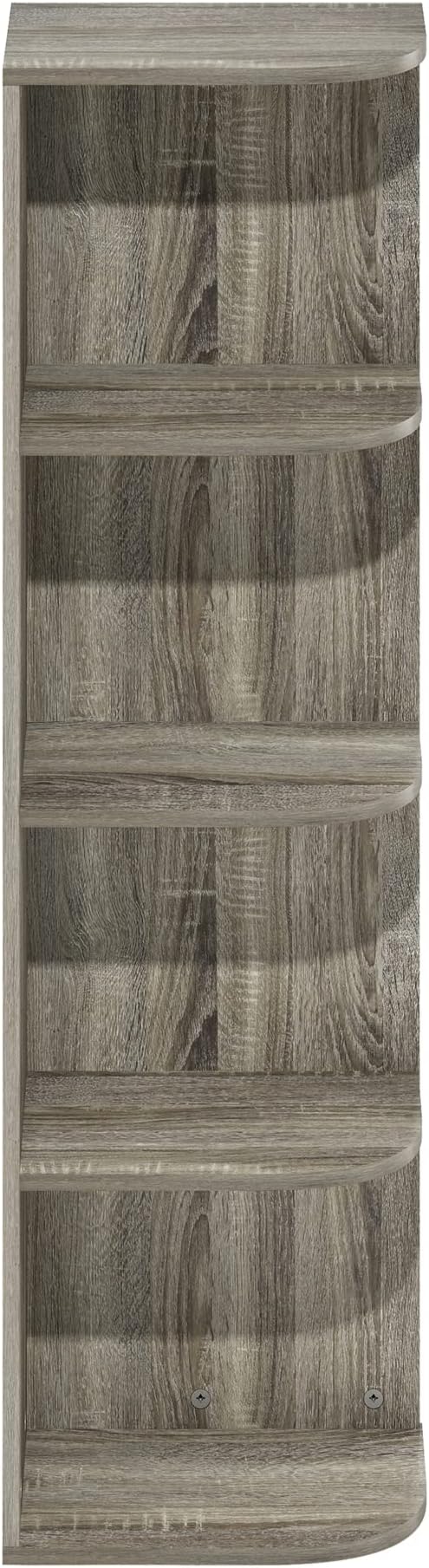 Furinno Pasir 4-Tier Corner Open Shelf Bookcase, French Oak - Image 7