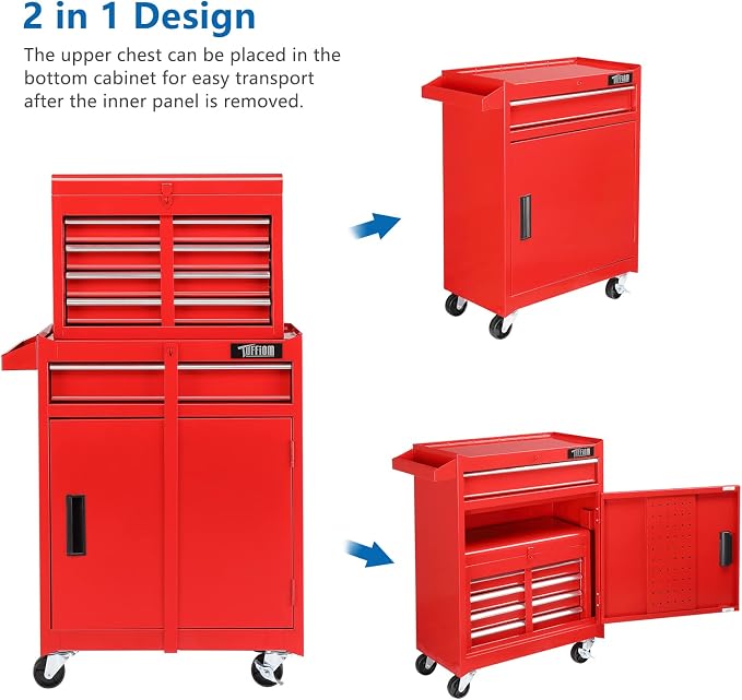 TUFFIOM 5-Drawer Rolling Tool Chest, Tool Storage Cabinet w/Drawers, Lockable - Image 5