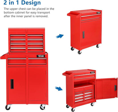 TUFFIOM 5-Drawer Rolling Tool Chest, Tool Storage Cabinet w/Drawers, Lockable - Image 5