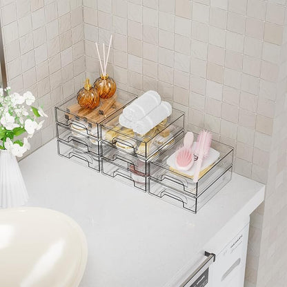 12 Pack Clear Stackable Storage Drawers, 2.2'' Acrylic Drawer Organizers - Image 7