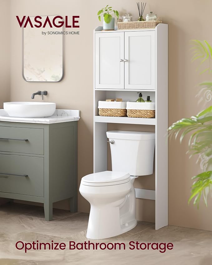 VASAGLE Over the Toilet Storage Cabinet, Adjustable Shelves, Space-Saving | - Image 3