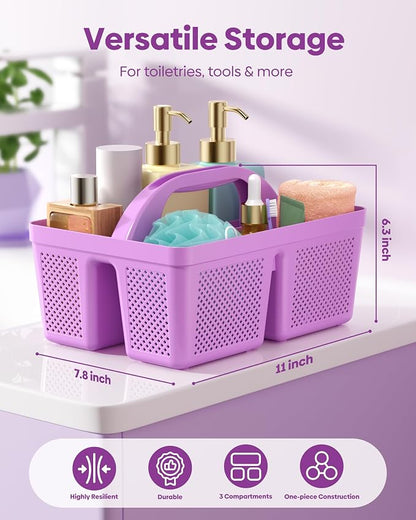 4 Pack Portable Shower Caddy, Integrated Handle, Reinforced Plastic, Organizer - Image 4