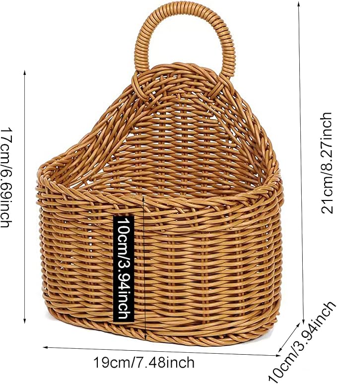 2Pcs Hanging Storage Baskets, Plastic Woven Hanging Basket - Image 2