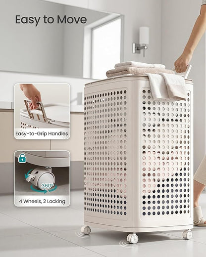 SONGMICS Laundry Hamper with Wheels, Plastic Laundry Basket, 19.8 Gallons - Image 5