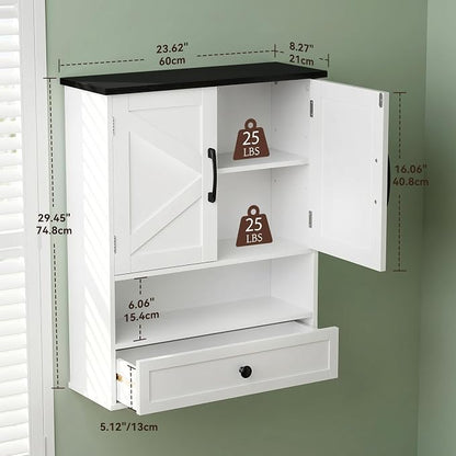 Farmhouse Bathroom Wall Cabinet, Over Toilet Bathroom Organizer - Image 2