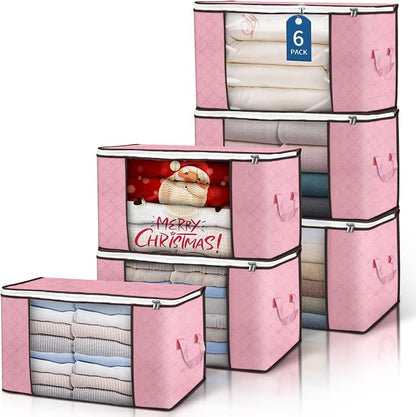 Budding Joy 90 L Large Storage Bags, 6 Pack Clothes Bins Foldable Closet by BuddingJoy-BuildaJoyfulLifeforYou