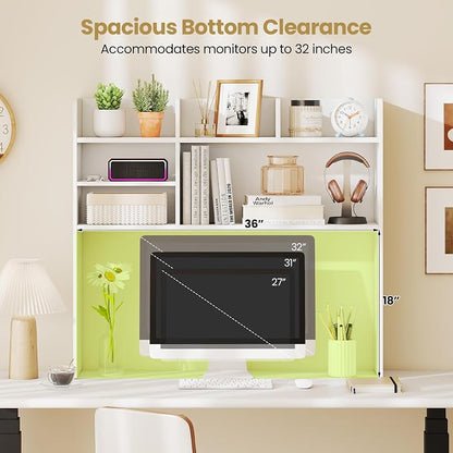 Tangkula Desktop Bookshelf for Computer Up to 32”, 37” Countertop Storage Hutch - Image 6