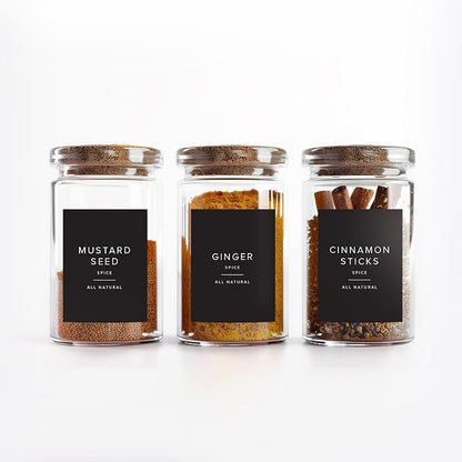 230 Black Spice Labels by ThreeKin | Waterproof & Oil-Resistant Pre-Printed - Image 2