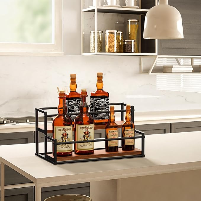 THYGIFTREE Coffee Syrup Rack Organizer 2-Tier 10 Syrup Bottles Holder Stand - Image 7