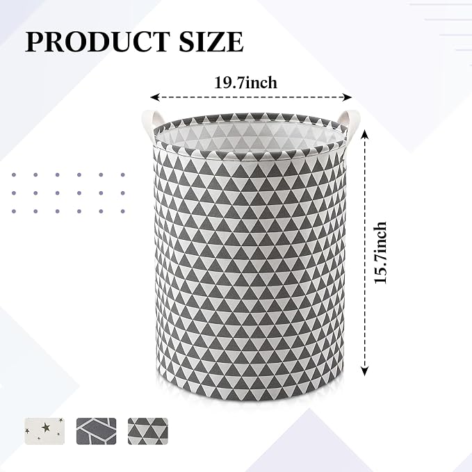 Patelai 3 Pieces Large Laundry Hamper Round Collapsible Organizer Storage Bin - Image 2