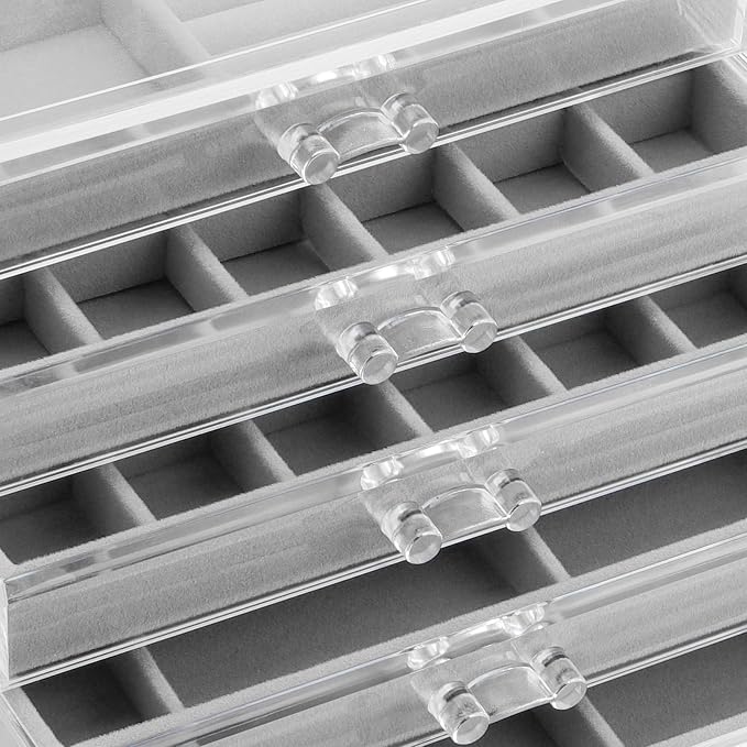 5 Drawers Clear Jewelry Box for Women and Girls, Acrylic Earring Holder - Image 5