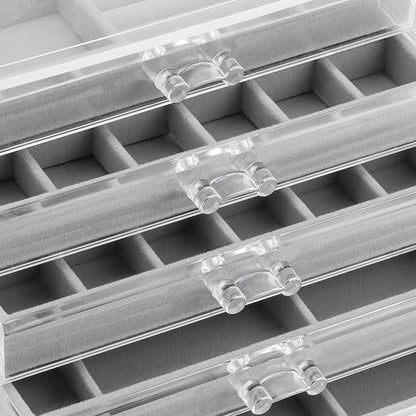 5 Drawers Clear Jewelry Box for Women and Girls, Acrylic Earring Holder - Image 5