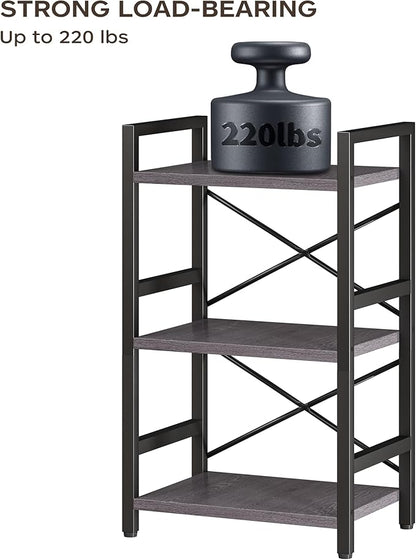 Homeiju Bookshelf, 3 Tier Industrial Bookcase, Metal Small Bookcase, Rustic - Image 6