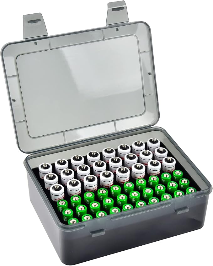 FULLCASE Battery Storage Organizer Holder Holds 54 AA AAA Batteries, Box Cases by FullcaseEasyLifeStorage