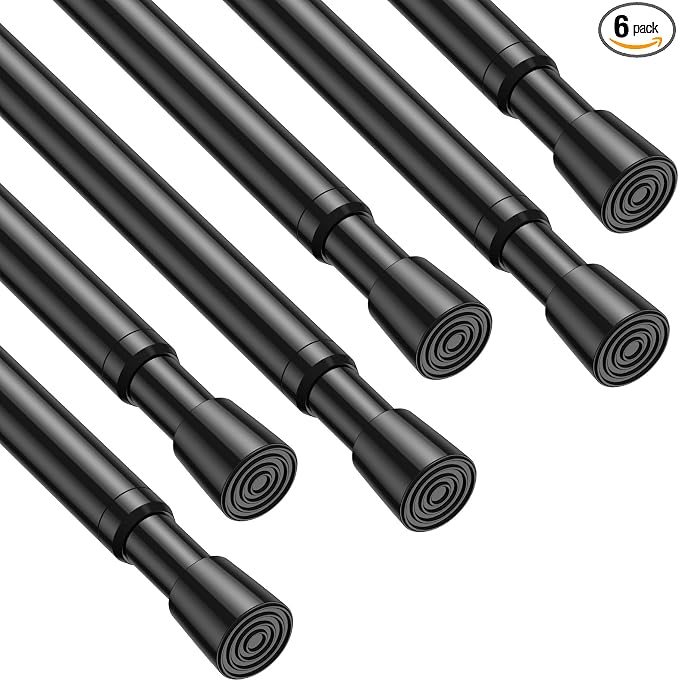 6 Pack Spring Tension Rod, Adjustable 28-45 Inch No Drill, Fits Windows Kitchen by ZipGloTensionRod