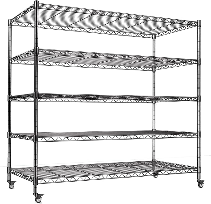 AIRAJ 48” W Storage Shelves Heavy Duty | 3200 LBS Metal Shelving | 5 Tier Wire by AIRAJ