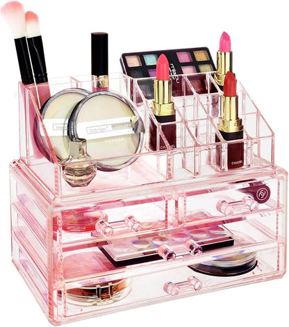 Ikee Design Pink Jewelry & Cosmetic Storage Display Boxes Two Pieces Set - Image 3