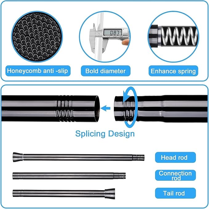 Tension Curtain Rod Black 1PCS Tension Rods - Image 8