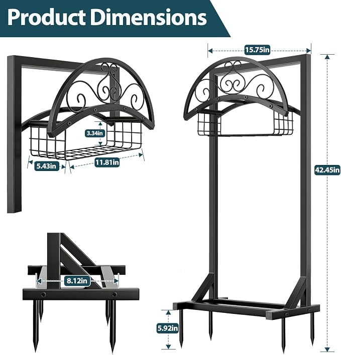 Garden Hose Holder Stand, BOLITE Metal Hanger - Image 8